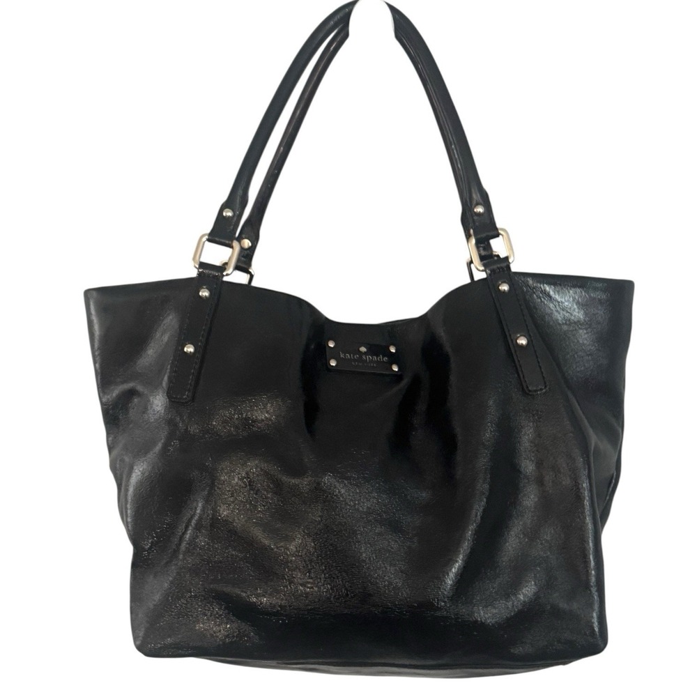 Kate Spade Black Patent Leather Tote Bag 18.5"X 11" X 6"